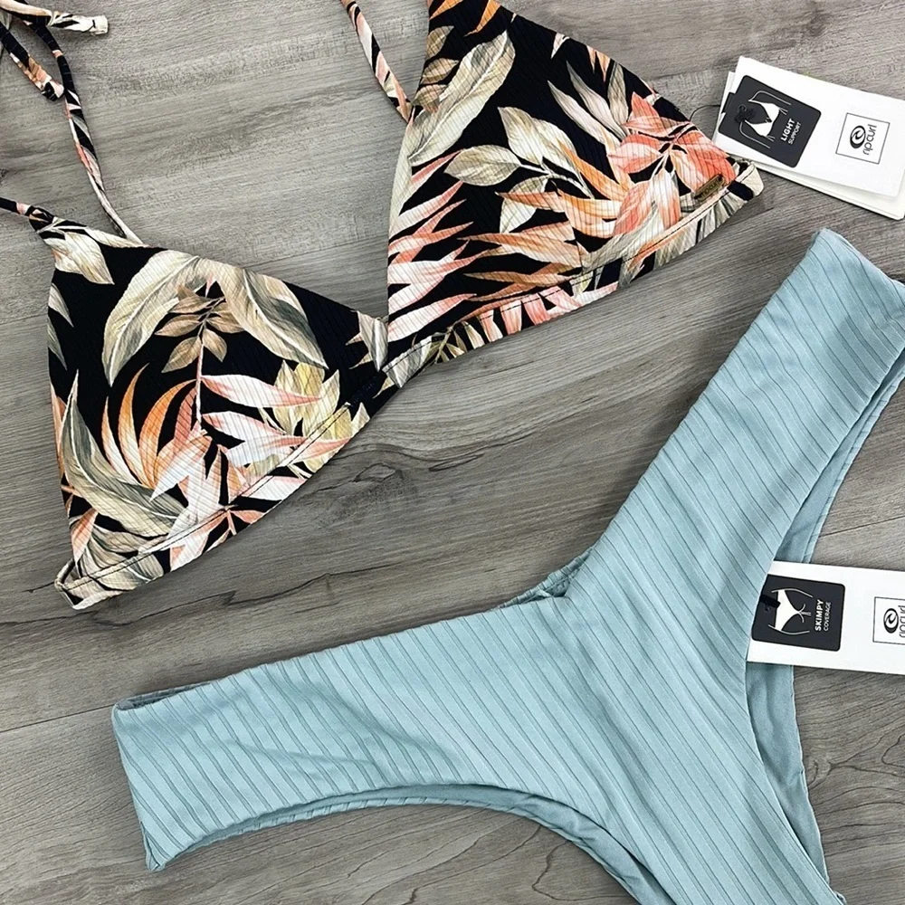 ☀️RIP CURL☀️ HAVANA TRI TOP PREMIUM SURF SKIMPY HIPSTER BIKINI SET